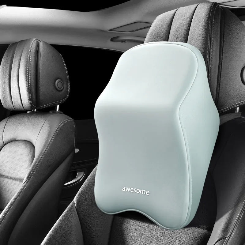 Geometric pattern memory foam car lumbar pillow and headrest in black colour option