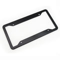 Aluminium alloy and stainless steel license plate frame in black, shown from the front.