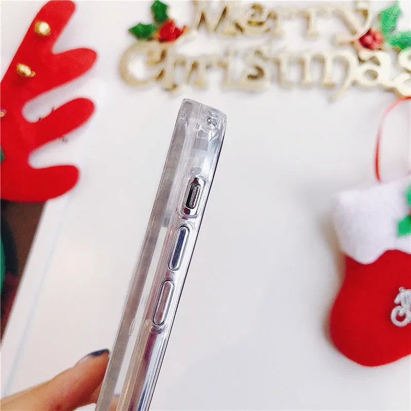 Quicksand design phone case with transparent double layer and Christmas colour options