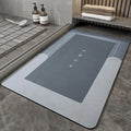 Blended bathroom floor mat in oval and rectangle shapes, Baikal colours blue light grey green dark grey