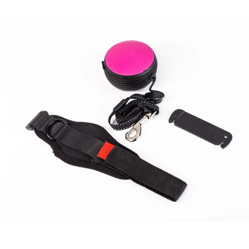 Automatic retractable dog leash extended to 3 metres in vibrant orange colour