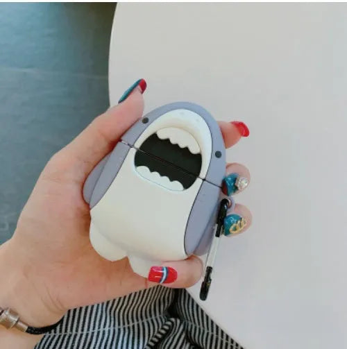 Silicone protective case cover for Apple AirPods with shark fin design