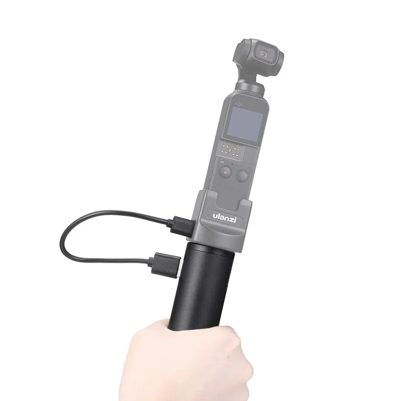 Black aluminium alloy portable power bank charging handle with integrated carry handle.