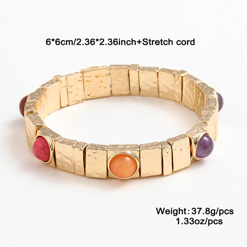 Retro quadrilateral imitation jewellery bracelet in zinc alloy, multiple colour options including DNXB04106
