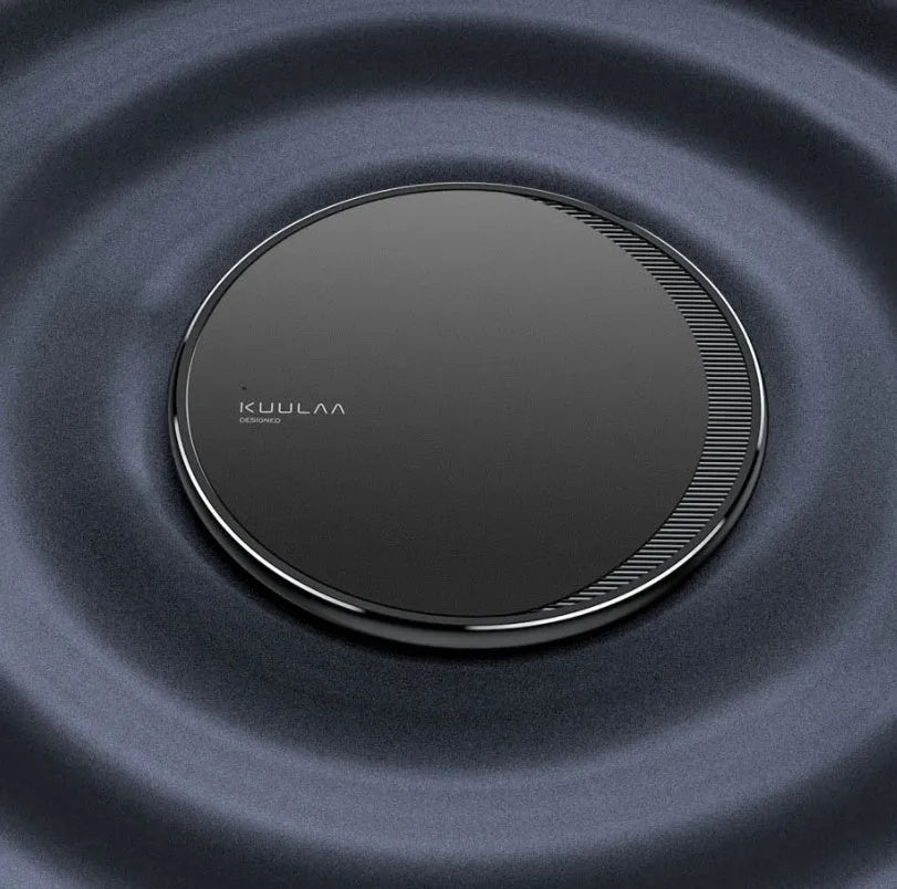 Kuulaa KL-CD16 black wireless disc charger for mobile phones with LED indicator light