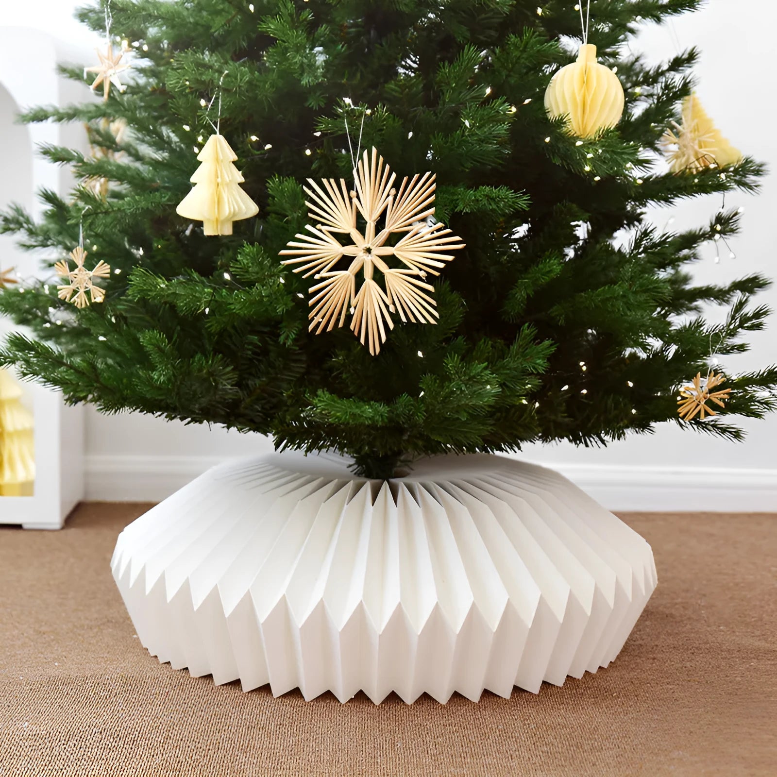 60cm white paper Christmas tree base decoration tree skirt fence floor ornament