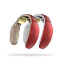 Intelligent cervical massager with computer controls showing red and white colour options