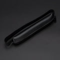 Long PU leather pencil case in beige grey, 16.5cm in length.