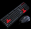 Wired USB keyboard and mouse set on a desk, showing character lighting or matte finish options.