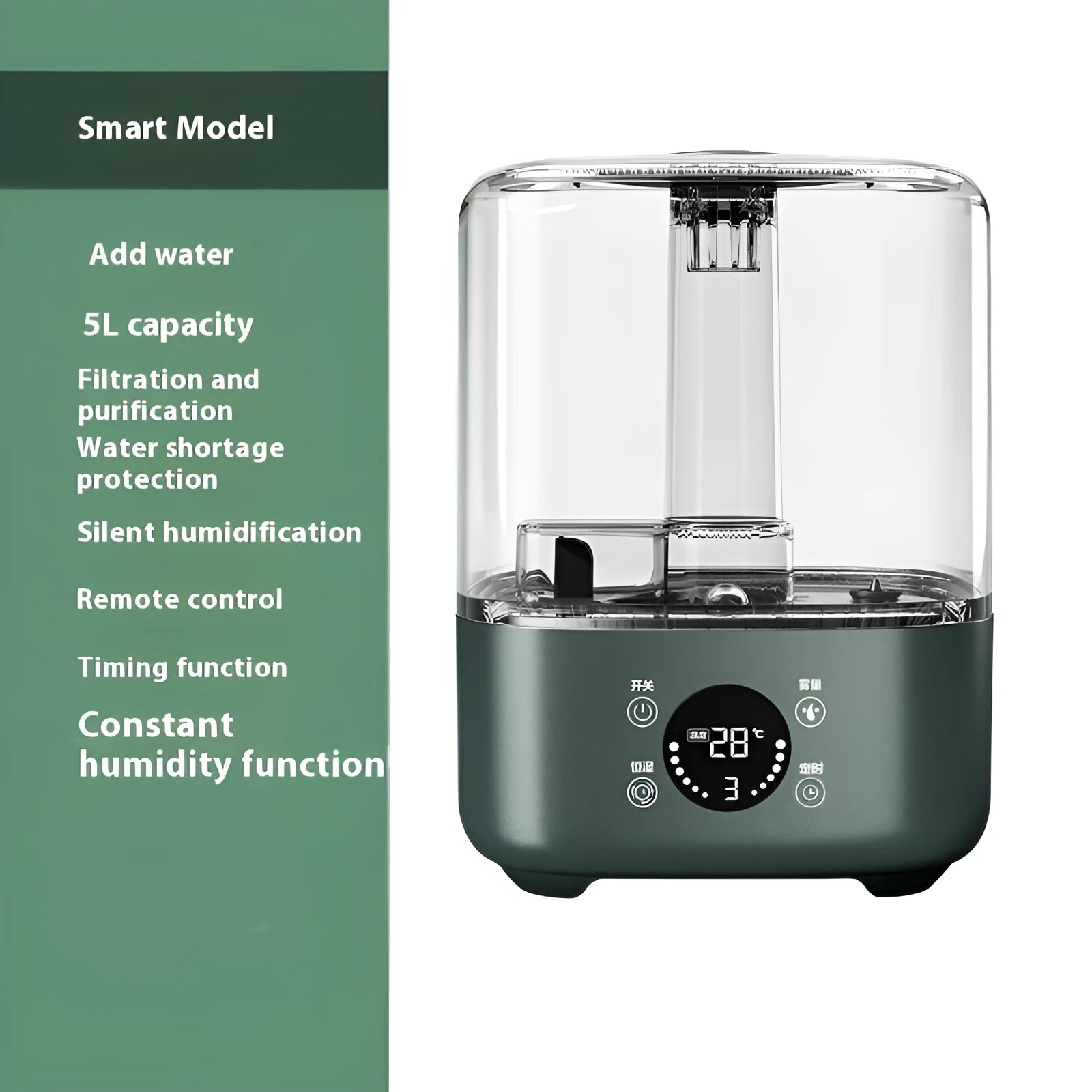 Green KC-112 large capacity humidifier with touch screen and remote control