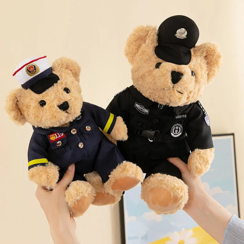 Fire bear police teddy doll plush toys 30cm height for teenagers