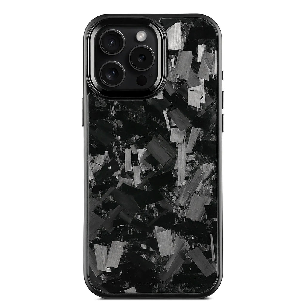 Carbon fiber metal frame forged pattern phone case for iPhone with black frame blue gold color and magnetic feature