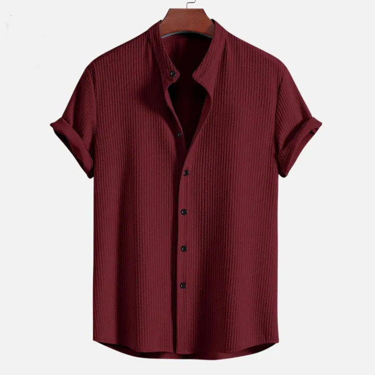 Men's short sleeve loose shirt in polyester fibre available in multiple colours