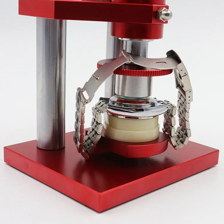 Watch repair spiral cap presser tool with a set of 20 plastic moulds for watch back cover pressing