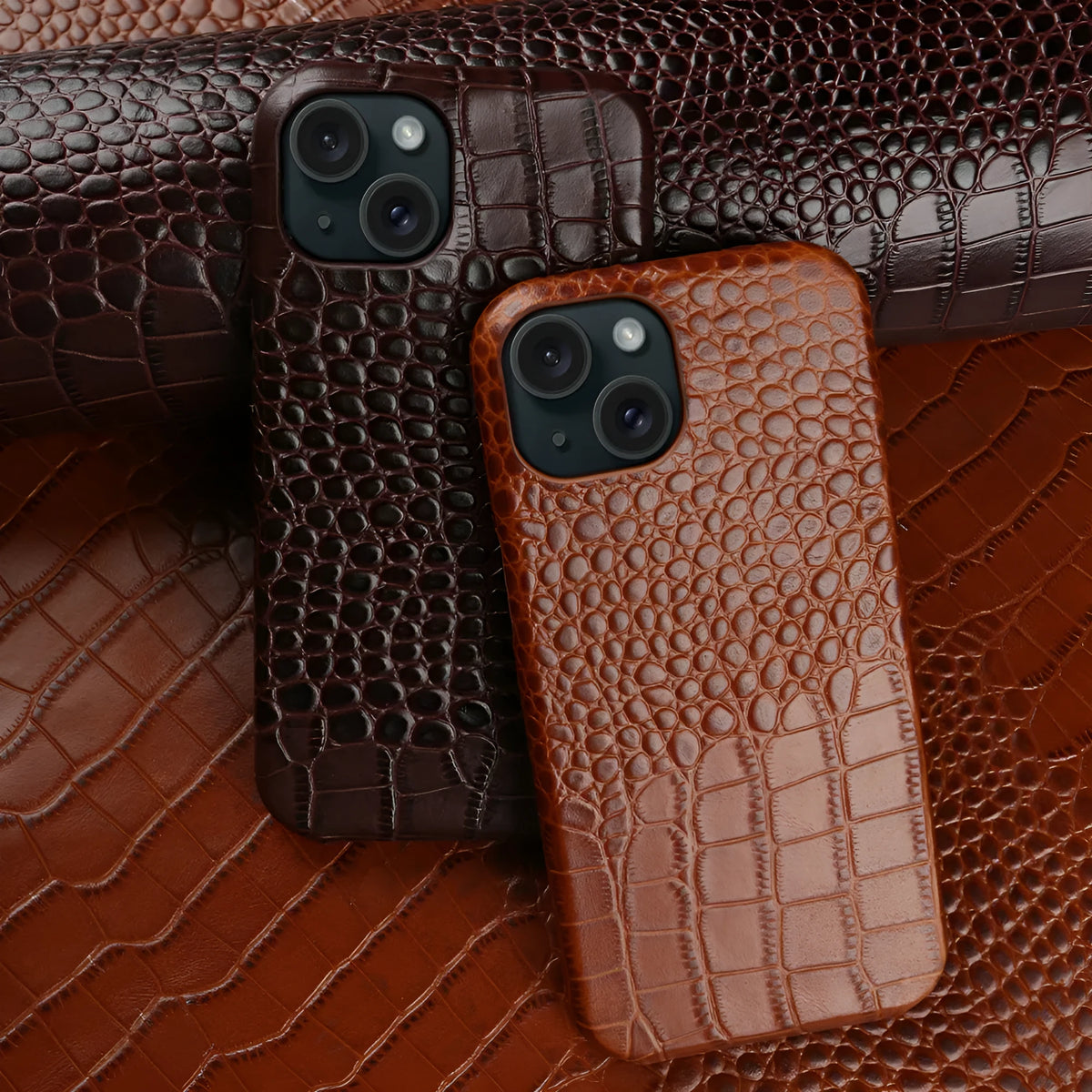 Anti-fingerprint genuine leather half pack phone case in black for Apple iPhone 14 Pro