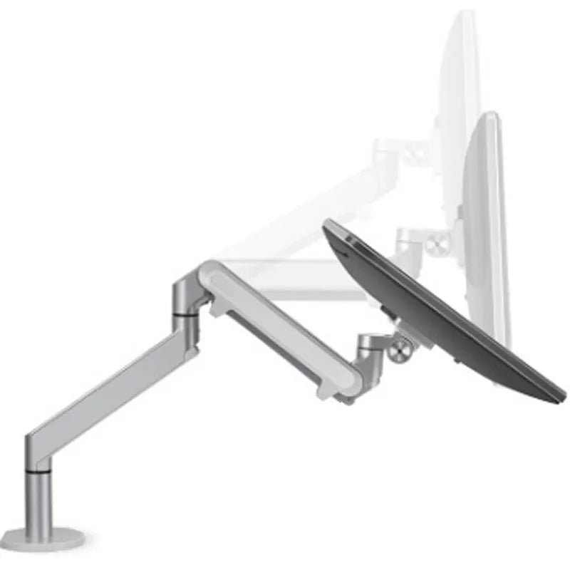 Silver aluminium laptop stand elevating notebook for improved airflow and ergonomic positioning