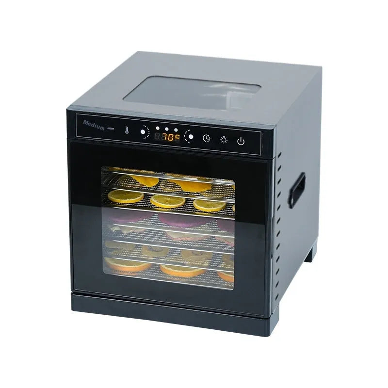 Stainless steel fruit dehydrator with visual skylight window and multiple drying trays