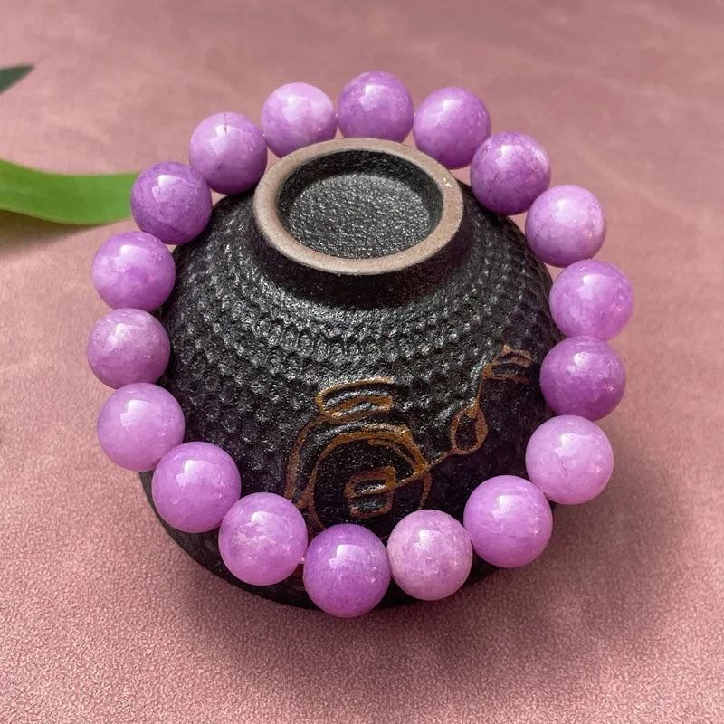 Purple Chinese-style quartz jade bracelet with single circle and three-circle bead options.