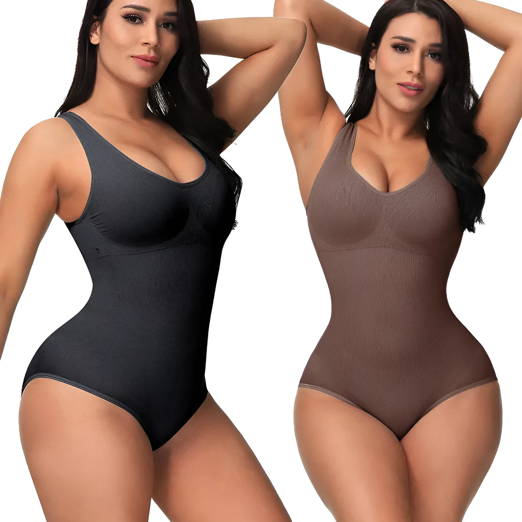 Seamless nylon corset bodysuit for waist support and body sculpting available in multiple colours