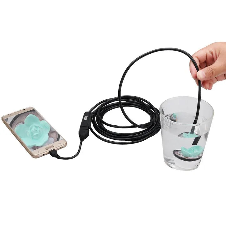 OWSOO USB endoscope camera with 5m cable, hook, magnet, and mirror accessories for phone inspection
