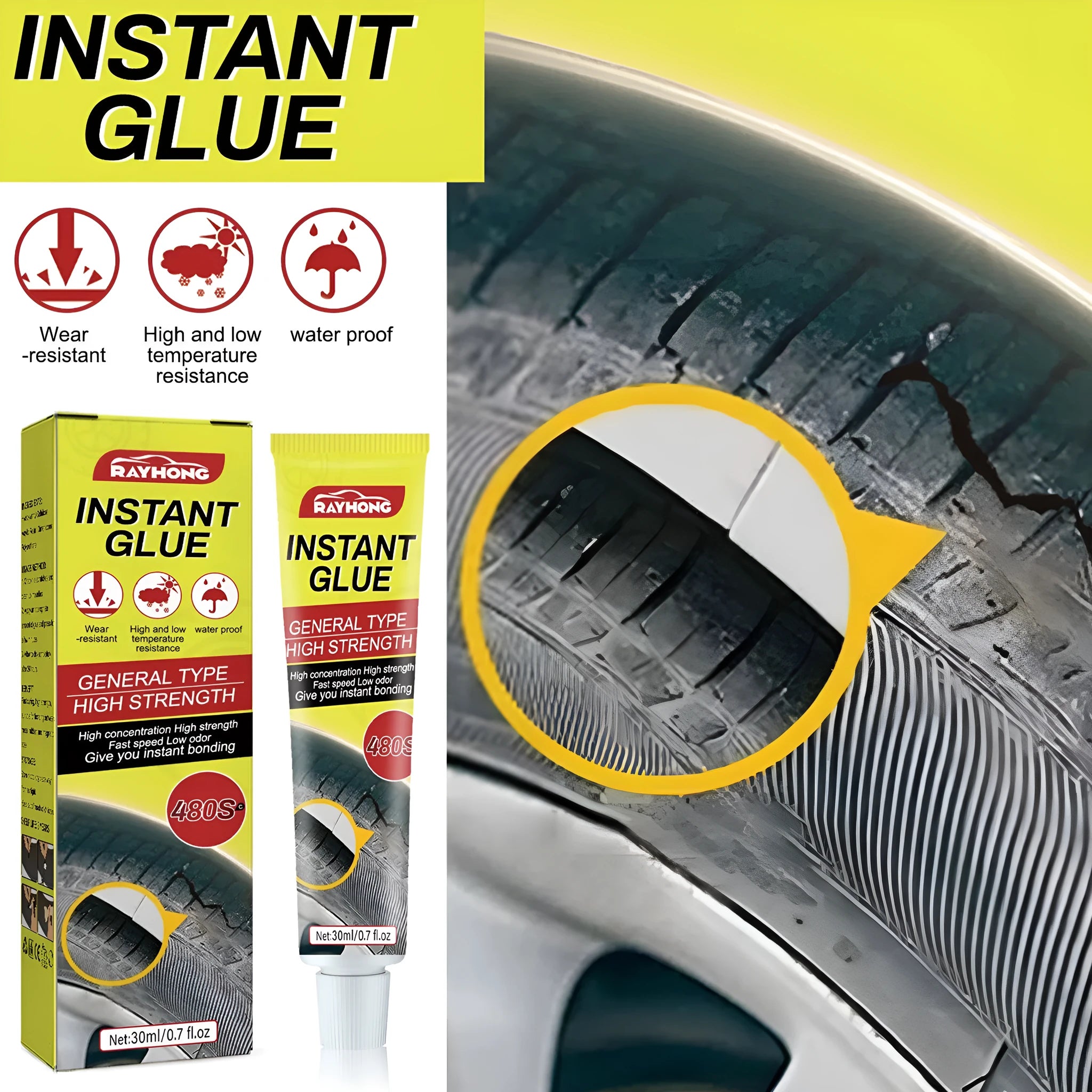 30ml car tyre repair glue container for puncture and crack sealing