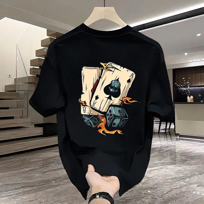 Men's heavy cotton short-sleeved t-shirt in black or white available in sizes S to 5XL