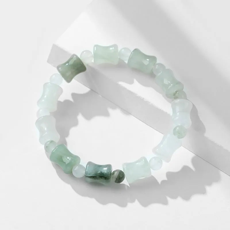 Tianshan Emerald natural chalcedony beaded bracelet with diamond jade stones and coconut shell beads