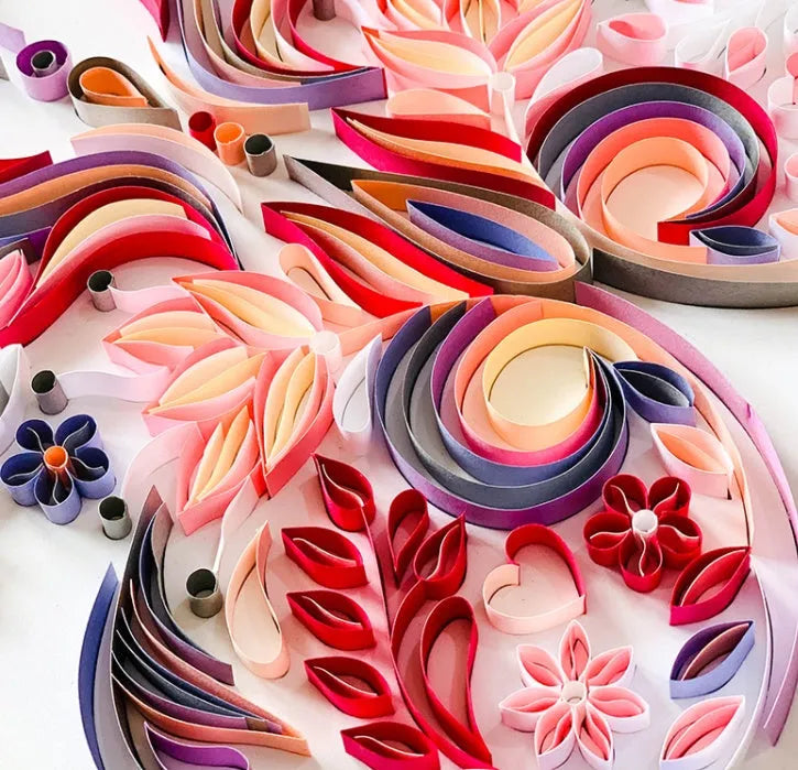 20 inch handmade butterfly quilling paper craft kit with tools on blue background