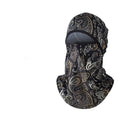 Cotton motorcycle head cover in average size with a pair of gloves, shown in a patterned grey colour.