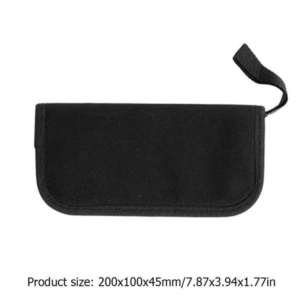 Black plastic case of a guitar repair tool kit for guitar, bass, mandolin, and banjo maintenance.