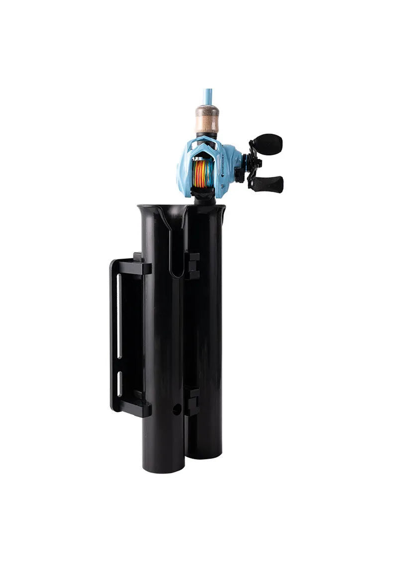 Carbon fishing rod rack mounted on bicycle frame with double-layer plastic construction