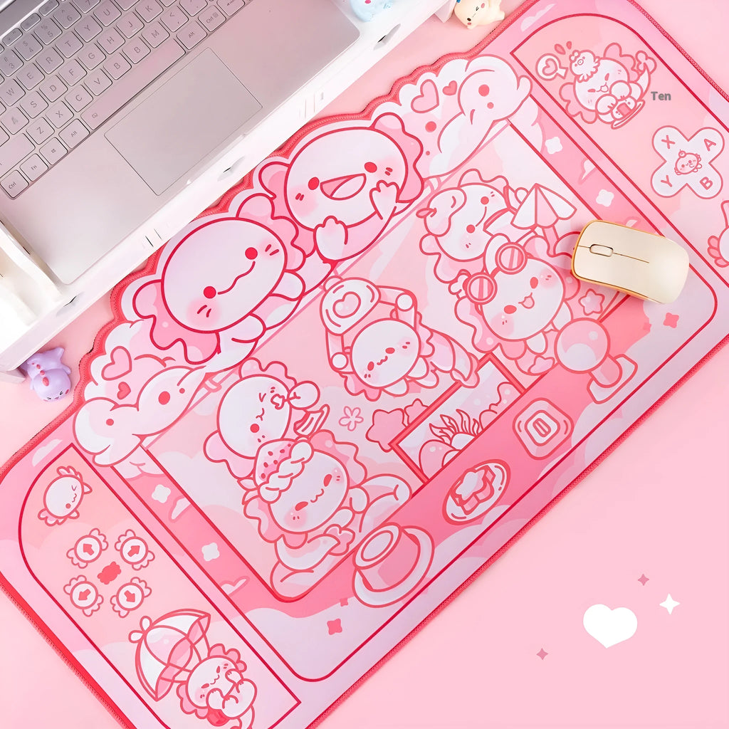 Hexagonal dragon crane machine large cloth mouse pad measuring 75 by 40cm with cartoon anime design