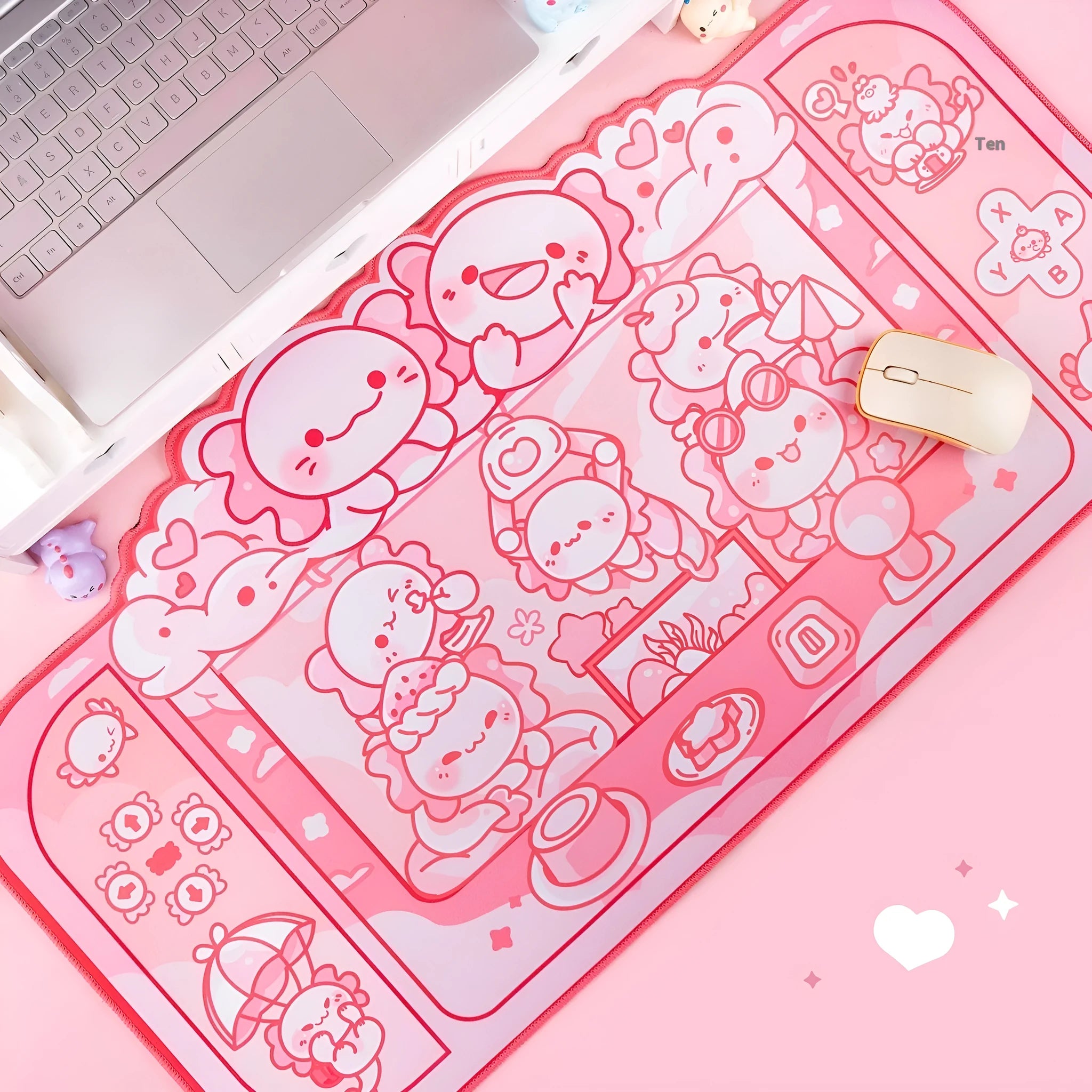 Hexagonal dragon crane machine large cloth mouse pad measuring 75 by 40cm with cartoon anime design