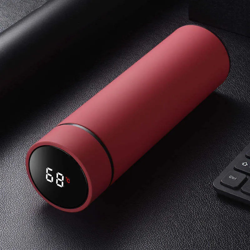 450ml stainless steel vacuum insulated water bottle in black, red, gold or blue with arrow mouth