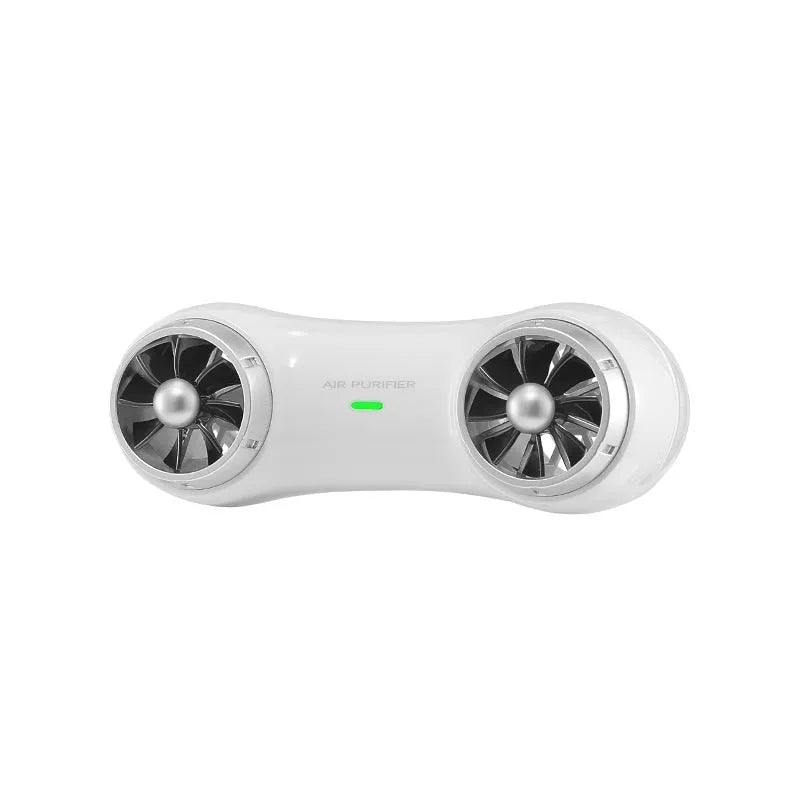 Compact black car air purifier with anion and aromatherapy functions for vehicle use