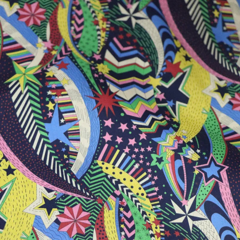 Blue floral digital print on 100% cotton fabric, showing a 1m by 145cm piece.