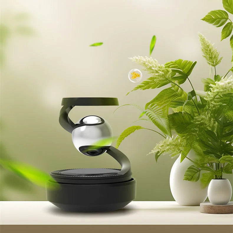 Solar-powered car fragrance ornament with decorative design for dashboard