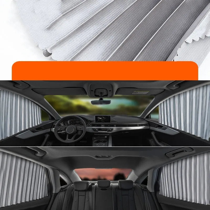 Auto retractable roller shutter car sun curtain in black, gold, or silver for window sun protection