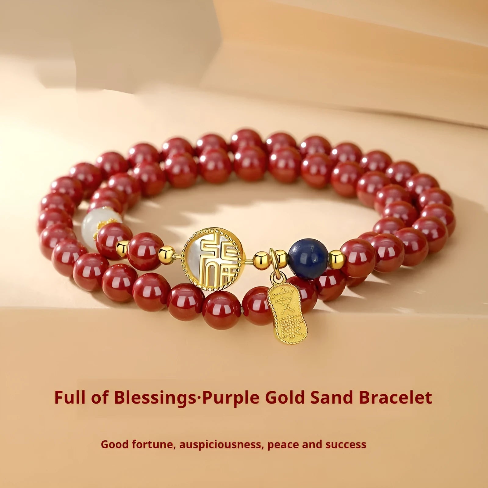 S925 sterling silver women's bracelet with white shell blessing card and cinnabar beads, 6mm diameter.