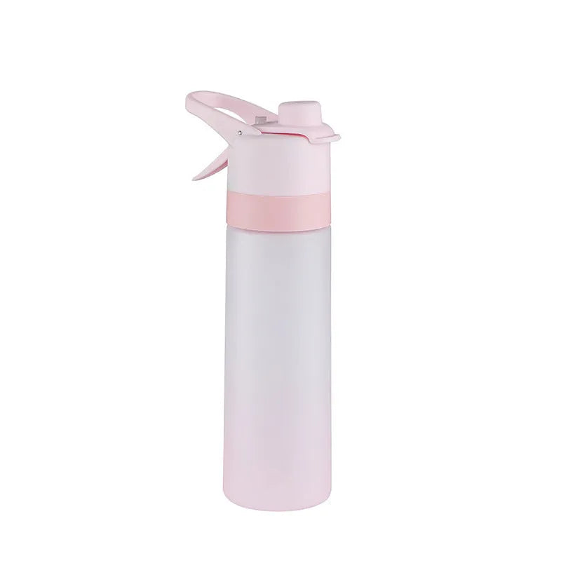 Spray water bottle with handle strap and leakproof lid in multiple colour options