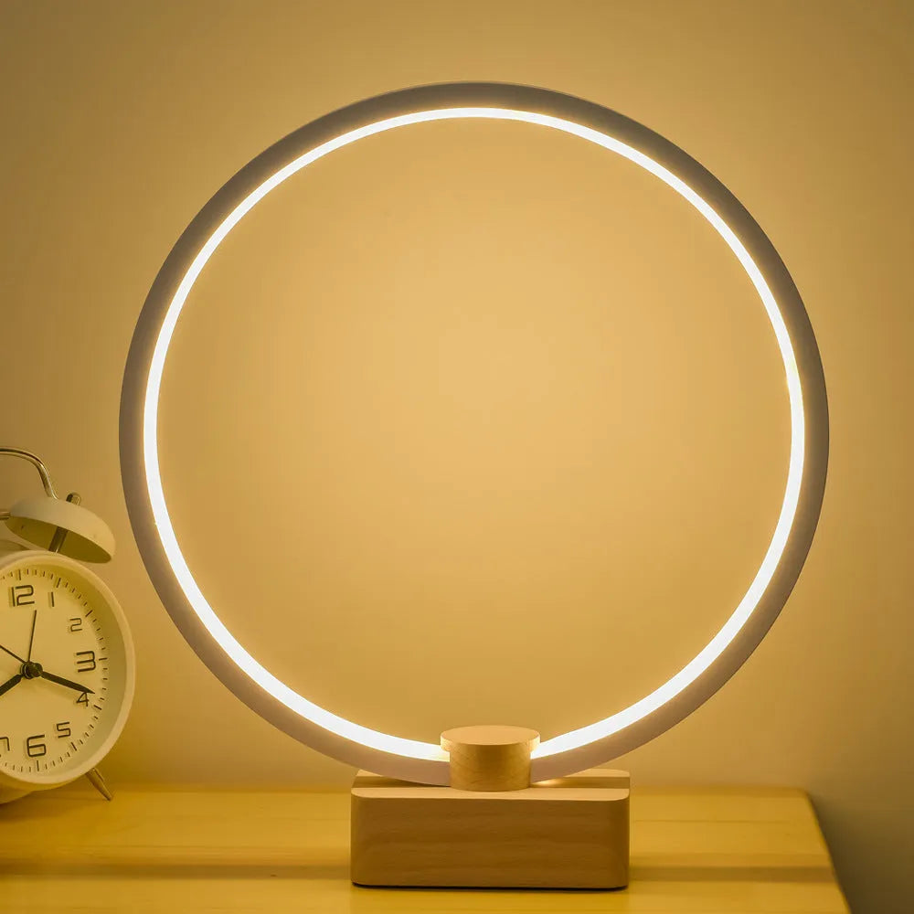 Smart remote control desk lamp with magnetic suspension balance and beech wood holder