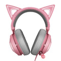 Wired glowing cat earphones headset in pink with USB plug