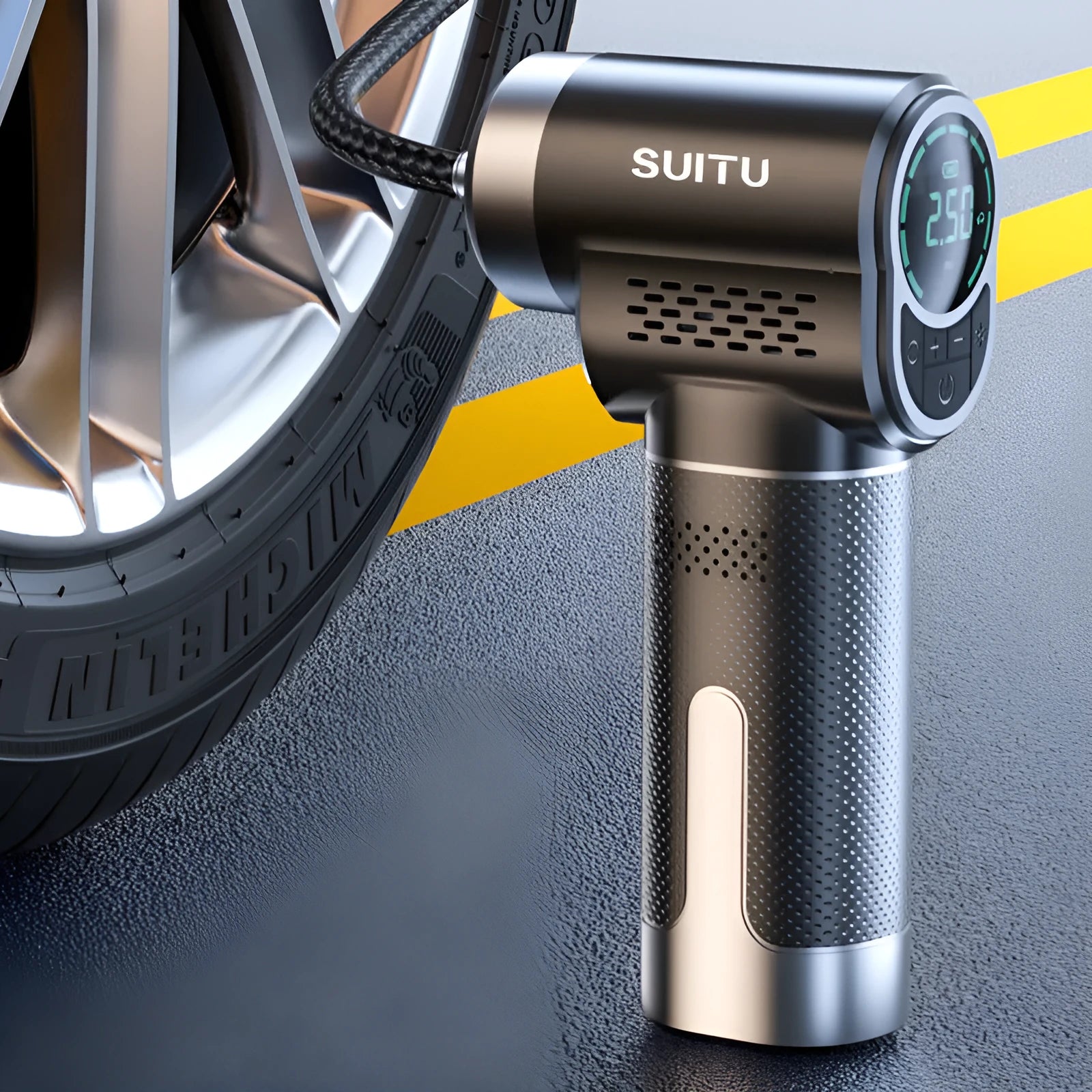 ST-5518 portable wireless tyre inflator pump with ABS housing and LED light