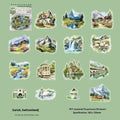 Holiday Journey Series architecture stickers with six retro travel landmark designs