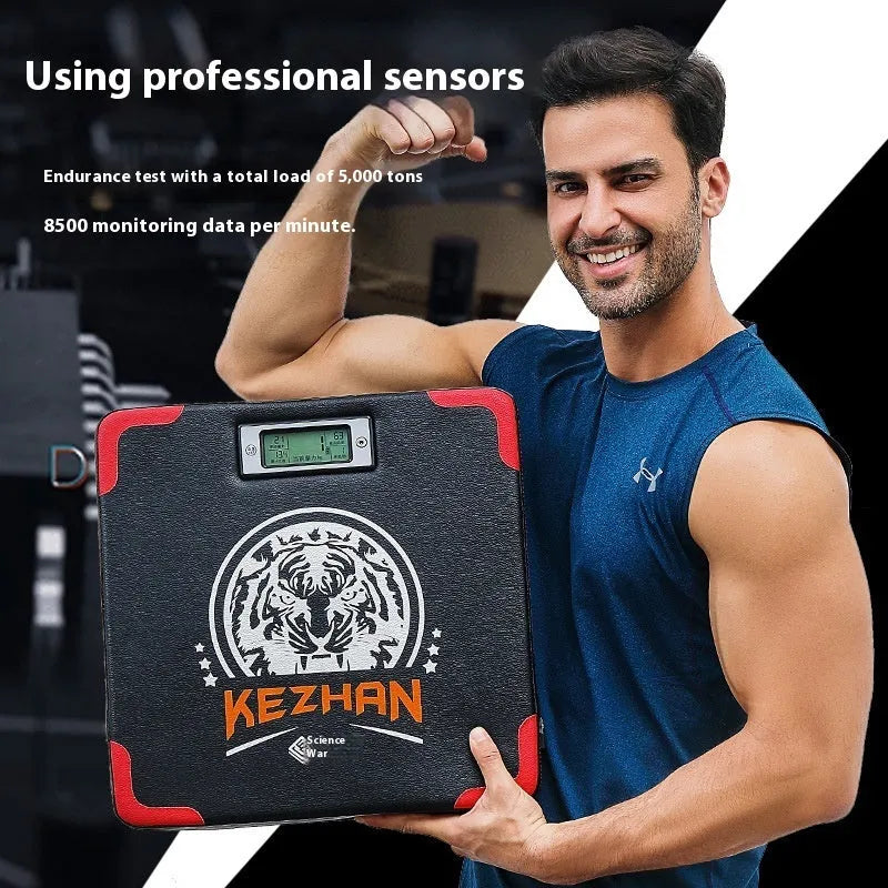 Smart hanging-type boxing training dynamometer with PU leather surface and Velcro mounting straps