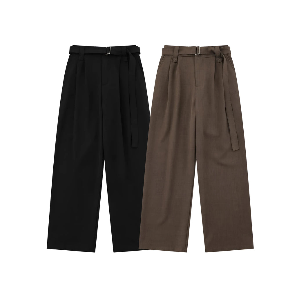 Women's loose fit high-waist wide-legged trousers in black and brown colours