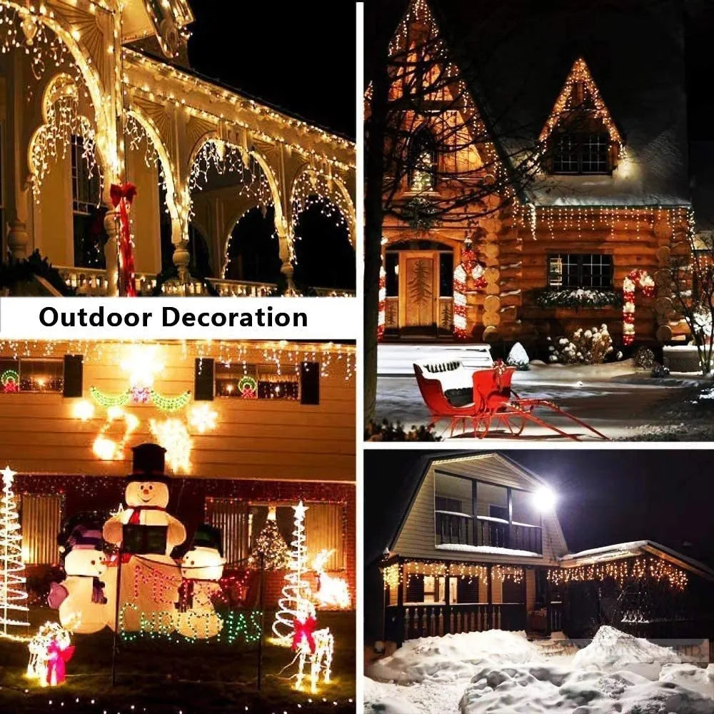 LED ice bar light string with warm white and blue lamps, plug-in design, 4m length, for holiday decoration