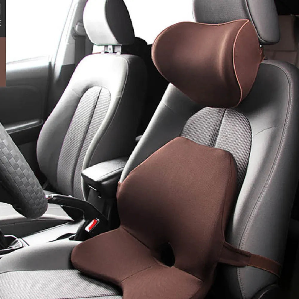 Car memory foam waist support cushion shown in available colour options