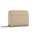 Genuine leather zip coin purse in a choice of solid colours on a plain background.
