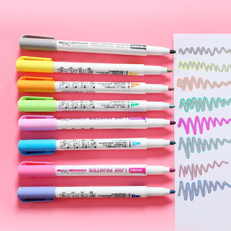 Set of acrylic paint marker pens for DIY on fabric, metal, glass, wood, and plastic surfaces.